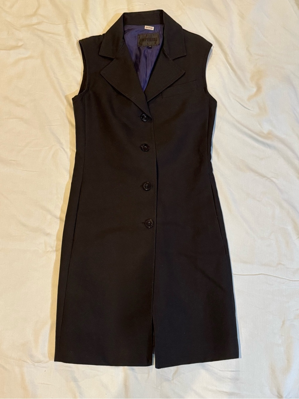 Sleeveless Black Button-Front Mini Dress by